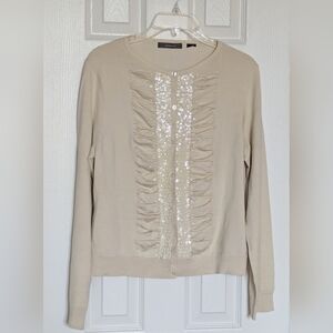 Liz Claiborne Womens (Size Large) Cardigan w/Beading, Sequins & Rouching Detail